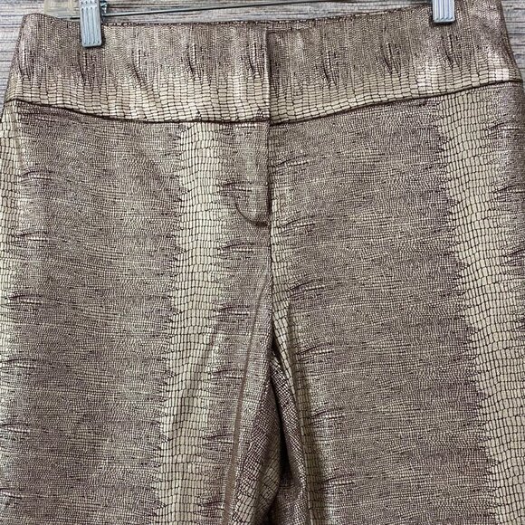 Alfani Gold Metallic Animal Print Pull-On Pants Size 6 Shiny Party Trousers ✨⭐ - Picture 3 of 7